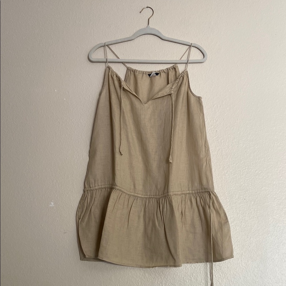 J Crew Linen Getaway Dress (item #15610) Sleeveless with Ruffle Hem, Size XS